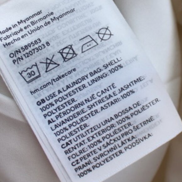 H&M Women's Cream Rhinestone Pearl Buttons Tweed Cropped Jacket Blazer Medium - Picture 5 of 5